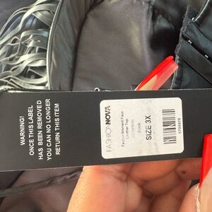 Festive Moment  Faux Leather  Top-black